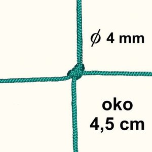 Uzlová sieť z 4mm šnúry, oko 4,5 cm, zelená farba