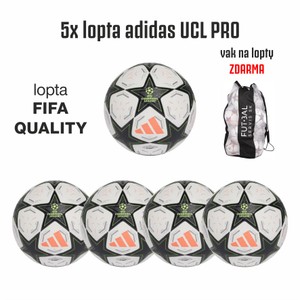 5x zápasová lopa adidas UCL PRO+vak ZDARMA!