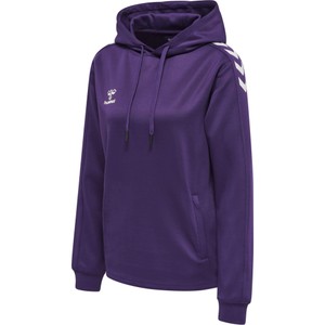 HUMMEL Dámska mikina HMLCORE XK POLY SWEAT HOODIE WOMAN ACAI/ WHITE