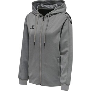 HUMMEL Dámska mikina HMLCORE XK POLY ZIP HOOD SWEAT WOMAN GREY MELANGE