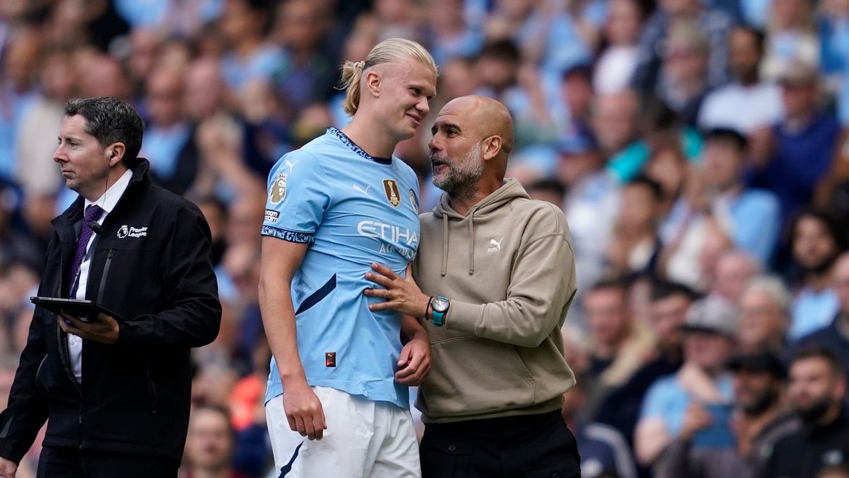 Pep Guardiola a Erling Haaland.