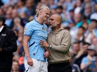 Pep Guardiola a Erling Haaland.