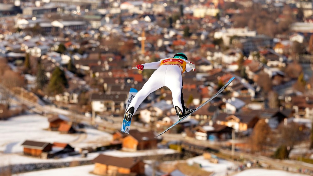 Domen Prevc na Turné štyroch mostíkov v Garmisch-Partenkirchene.