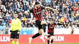 Adrian Zeljkovič sa teší po strelenom góle v zápase ŠK Slovan Bratislava - FC Spartak Trnava v 2. kole skupiny o titul v Niké lige.