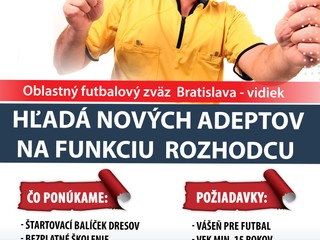 Oblastný futbalový zväz Bratislava – vidiek hľadá nových adeptov na funkciu rozhodcu