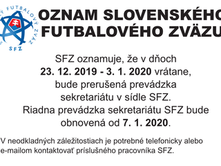 Oznam Slovenského futbalového zväzu