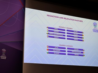 NYON, SWITZERLAND - DECEMBER 11: A view of the draw results during the UEFA Women's Nations League 2023/24 Promotion And Relegation Draw at The House of European Football, on December 11, 2023 in Nyon, Switzerland (Photo by Kristian Skeie - UEFA/UEFA via Getty Images)