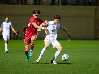 Ján Murgaš v súboji v prípravnom zápase Malta U21 – Slovensko U21 (24.3.2024)