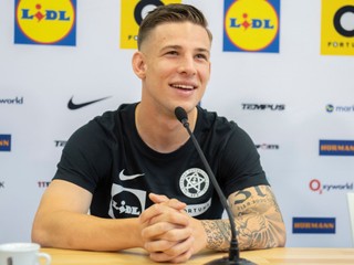 Na snímke slovenský reprezentant Tomáš Suslov počas tlačovej konferencie na ME 2024 vo futbale v utorok 18.  júna 2024 v nemeckom meste Mainz. 