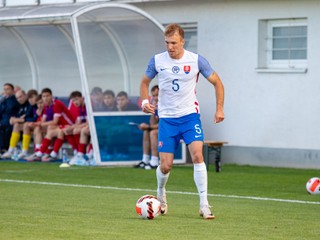 Dominik Javorček počas priateľského zápasu Slovensko 21 – Moldavsko 21 v Senci (11.6.2024)
