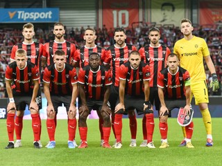 Na snímke základná jedenástka Trnavy pred prvým zápasom 3. predkola Európskej konferenčnej ligy medzi FC Spartak Trnava - Wisla Krakov (8.8.2024, Trnava).