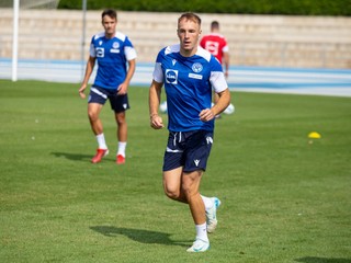 Dominik Javorček na tréningu reprezentácie do 21 rokov v Šamoríne pred dvojzápasom s Maďarskom a Bieloruskom (2.9.2024)