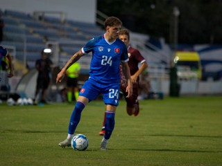 Branislav Spáčil (24) v prípravnom zápase Slovensko U21 – Bielorusko U21 v Dasaki Achnas na Cypre (10.9.2024)