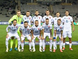 Na snímke tímová fotografia Slovákov pred zápasom 4. kola C-divízie Ligy národov Azerbajdžan - Slovensko 14. októbra 2024 v Baku v Azerbajdžane. 