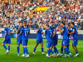 Slovenskí sokoli skórovali v 9 zápasoch v rade minimálne jeden gól. Na snímke v zápase Slovensko - Azerbajdžan 2:0 (Košice, 8.9.2024)