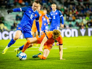 Na ilustračnej fotografii Nino Marcelli v zápase Slovensko 21 - Holandsko 21 3:3 (Žilina, 14.11.2024).