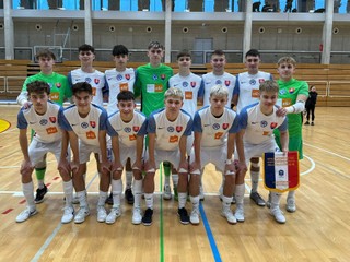 Slovenská futsalová reprezentácia do 19 rokov pred zápasom s Francúzskom U19 na turnaji v Chorvátsku (21.01.2025, Novigrad).