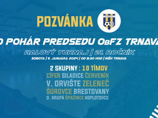Blíži sa tradičný halový turnaj O pohár predsedu ObFZ Trnava