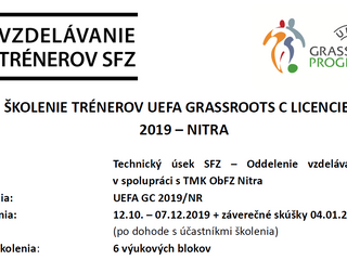 Školenie trénerov UEFA Grassroots C licencie (základný kurz) v Nitre