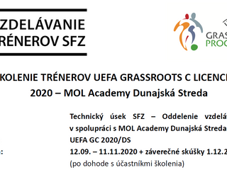 Školenie trénerov UEFA GRASSROOTS C Licencie v Dunajskej Strede