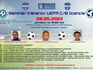 Seminár trénerov UEFA B/C - Zlaté Moravce Vion dňa 8.5.2023