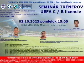 SEMINÁR trénerov  UEFA C/B licencie