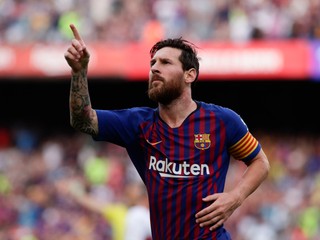 Lionel Messi sa teší z jedného zo svojich gólov.