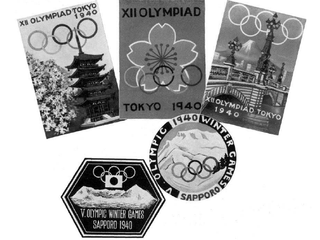 Propagačné predmety vydané k OH 1940 v Tokiu a ZOH 1940 v Sappore.