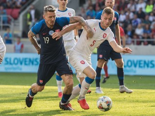 Momentka zo zápasu Slovensko - Česko (futbal, Liga národov live).