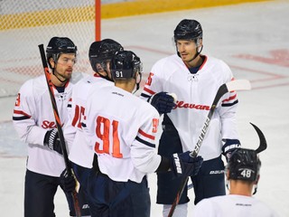 Hokejisti HC Slovan Bratislava na ilustračnej fotografii.