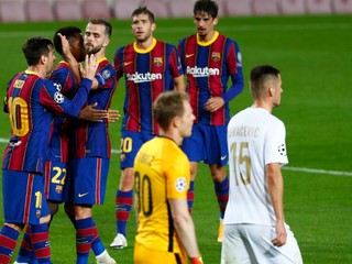 Momentka zo zápasu FC Barcelona - Ferencváros, Liga majstrov.