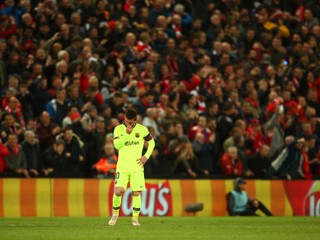 Lionel Messi počas zápasu FC Liverpool - FC Barcelona v semifinále Ligy majstrov.