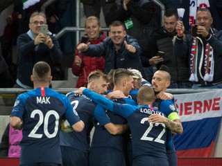 Momentka zo zápasu Slovensko - Wales (kvalifikácia EURO 2020).