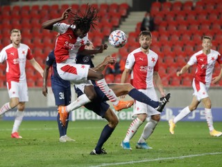 Zápas play off Ligy majstrov Slavia Praha - Midtjylland.