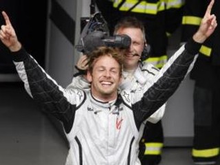 Víťazná radosť Jensona Button.