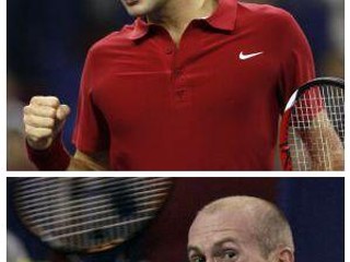 Roger Federer (hore) si po zbabranom dueli s Gonzálezom spravil chuť na Rusovi Davydenkovi (dole).