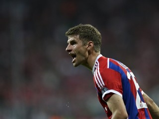 Thomas Müller z Bayernu Mníchov počas zápasu s Manchestrom City.