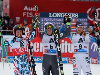 Zľava: Marcel Hirscher, Alexis Pinturault a Felix Neureuther.