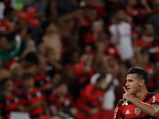 Miguel Trauco z Flamenga oslavuje svoj gól.