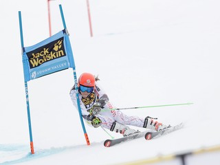 Petra Vlhová počas jazdy v prvom kole.