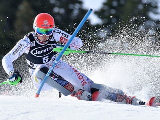 Petra Vlhová počas svojej jazdy.