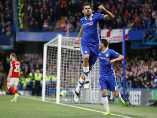 Diego Costa oslavuje svoj gól do siete Middlesbrough.