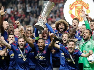 Hráči Manchestru United vyhrali Európsku ligu v sezóne 2016/2017.