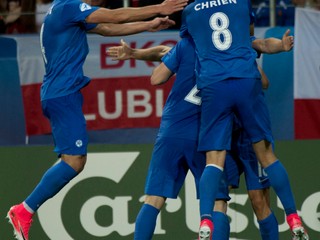 Na snímke gólová radosť Slovákov v zápase Poľsko - Slovensko na Majstrovstvách Európy vo futbale hráčov do 21 rokov.