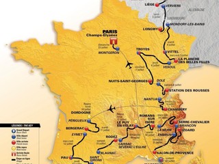 Na snímke oficiálna mapa s trasou cyklistických pretekov Tour de France 2017.