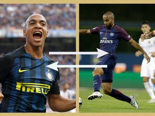 Zaujímavá výmena na linke Miláno - Paríž. Joao Mario (vľavo) by z Interu Miláno mohol namieriť do PSG, na druhú stranu by šiel Lucas Moura.