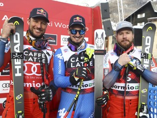 Zľava Aksel Lund Svindal, Dominik Paris a Kjetil Jansrud.