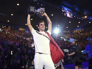 Roger Federer po triumfe na Australian Open 2018.
