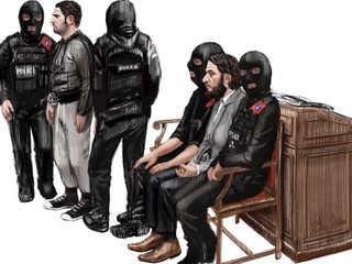 Súd s Abdeslamom v Bruseli.