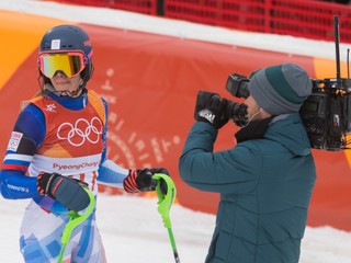 Slovenská lyžiarka Barbara Kantorová v cieli slalomového kola v rámci kombinácie žien.